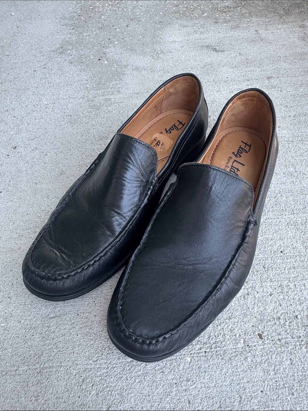 Flag Ltd. Black Leather Slip-On Loafers 10.5